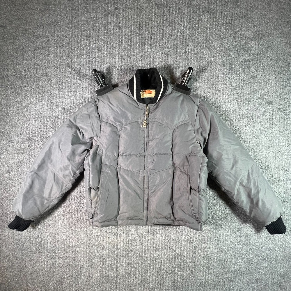 VTG Comfy Puffer Jacket Mens S Gray Hiking Retro Gorpcore Full Zip USA Made